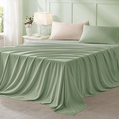 Anluoer Full Size Bed in a Bag 7 Pieces, Sage Green Bed Comforter Set with Sheets, All Season Bedding Sets with 1 Comforter, 2 Pillow Shams, 2 Pillowcases, 1 Flat Sheet,1 Fitted Sheet