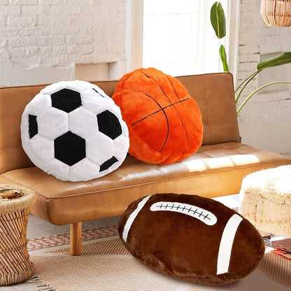 Football Pillow,Stuffed Football Throw Pillow,Cute Football Plush for Football Fans Creative Room Decor,Fluffy Durable Football Plushies Gift for Kids Party Birthday Decor(15.7 Inches)
