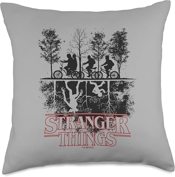 Stranger Things Upside Down Hawkins Ride Logo Throw Pillow
