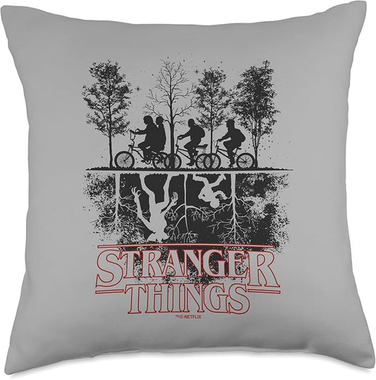 Stranger Things Upside Down Hawkins Ride Logo Throw Pillow