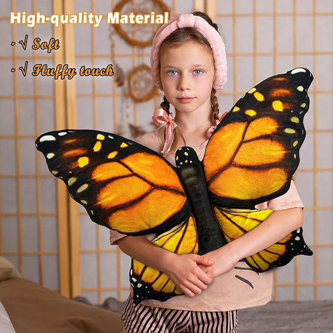 Butterfly Decorations Pillow Decorative Throw-Pillow Stuffed Animal Plush Gifts for Women Decor for Room Home Garden 24.4" x 16.5"