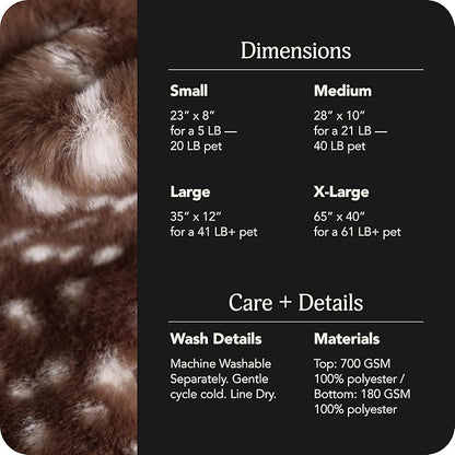 UnHide Floof Pet Bed - XL (40"x14") - Extra Soft Dog Bed - Removable Faux Fur Cover - Machine Washable - Helps Ease Pet Anxiety & Provides The Perfect Sleep - Deer