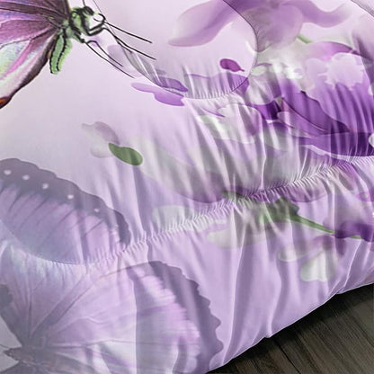 Lavender Butterfly Comforter Set for Girl Kid Adult Colorful Butterfly Pattern Bedding Set Aesthetics Butterflies Quilt Bed Set Queen Size with 1 Comforter and 2 Pillowcases
