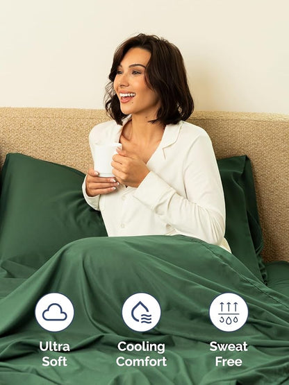 Extra Deep Full Sheet Set - 6 Piece Breathable and Cooling Sheets - Hotel Luxury Bedding for Women, Men, Kids & Teens - Easy & Secure Fit - Soft and Wrinkle Free - Extra Deep Pockets - Emerald Green