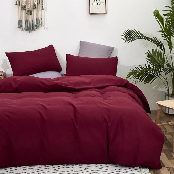 Houseri Burgundy King Size Comforter Set - 3 Pieces Dark Red Bedding Sets Women Comfy Vintage Noble Bordeaux Red Comforter Men Blackish Red Bedding Deep Wine Red Soft Lightweight Quilt Blanket King