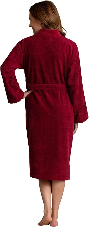 Soft Touch Linen Women's Robe Terry Cotton Cloth- Kimono Style- Thick, Breathable & Comfortable- Lightweight & Absorbent
