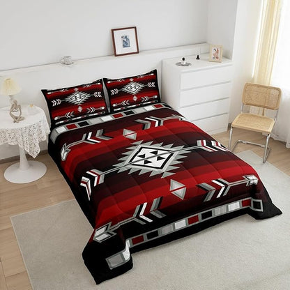 Erosebridal Rustic Western Bedding Sets Toddler Southwestern Aztec Comforter Set for Men Boys,Farmhouse Bohemian Geometric Bedding Comforter Sets Exotic Ethnic American Native Quilt Duvet 2 Pcs