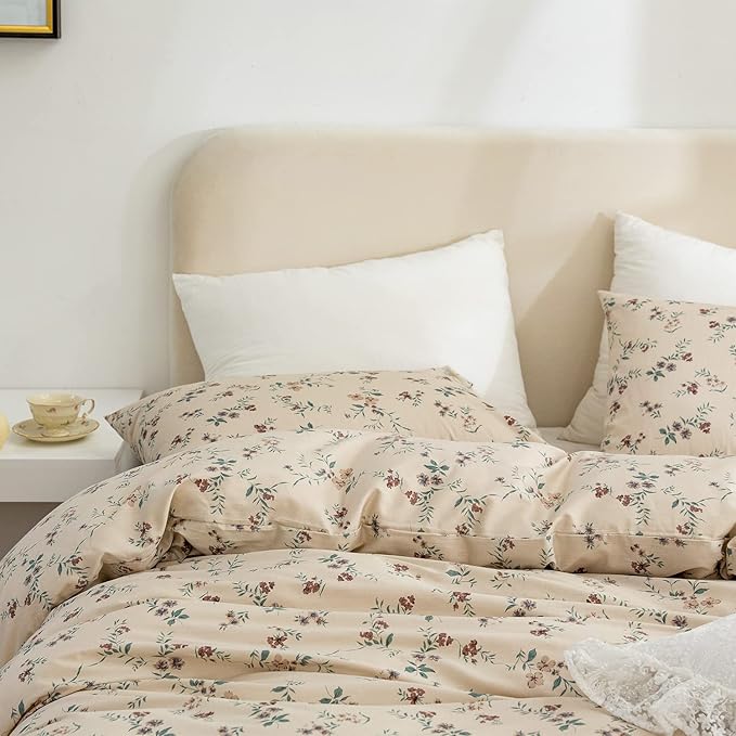Floral Comforter Full Set 3 Pieces Soft Cute Vintage Floral Bedding Comforter Lightweight Garden Style Floral Botanical Comforter Set for All Seasons 1 Comforter and 2 Pillowcases