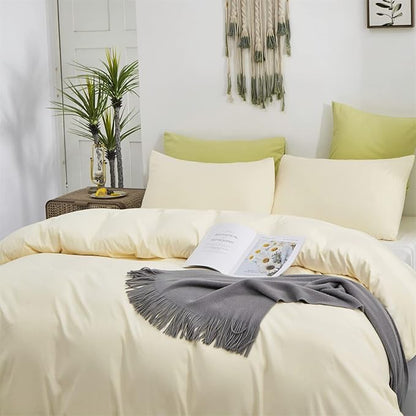 Luxlovery Beige White Comforter Set King Size Beige Ivory Bedding Set Solid Color Cream Off White Blanket Quilts Soft Breathable Ivory White Light Color Comforter Women Men