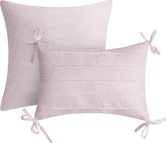 Juicy Couture Cabana Stripe Reversible Bedding Set - King Size - Dogwood Pink/White Stripe Print – 6 Piece Set – Includes 1 104" x 90" Comforter, 3 Decorative Pillows, 2 Shams
