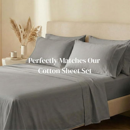 Beckham Hotel Collection 100% Cotton Pillow Cases King Size Set of 2, 500TC, Luxury Sateen Pillowcases, Open End, Breathable, Moisture-Wicking, Dark Gray