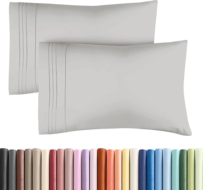 King Pillow Cases Set of 2 - Ultra Soft Hotel Quality Pillowcase Covers - Comfy, Cozy & Wrinkle Free - Shrink, Stain & Fade Resistant - Machine Washable Pillow Protectors - 2 Piece Set - French Grey