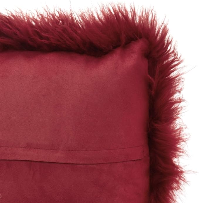 SARO LIFESTYLE Mongolian Lamb Fur Poly Filled Throw Pillow