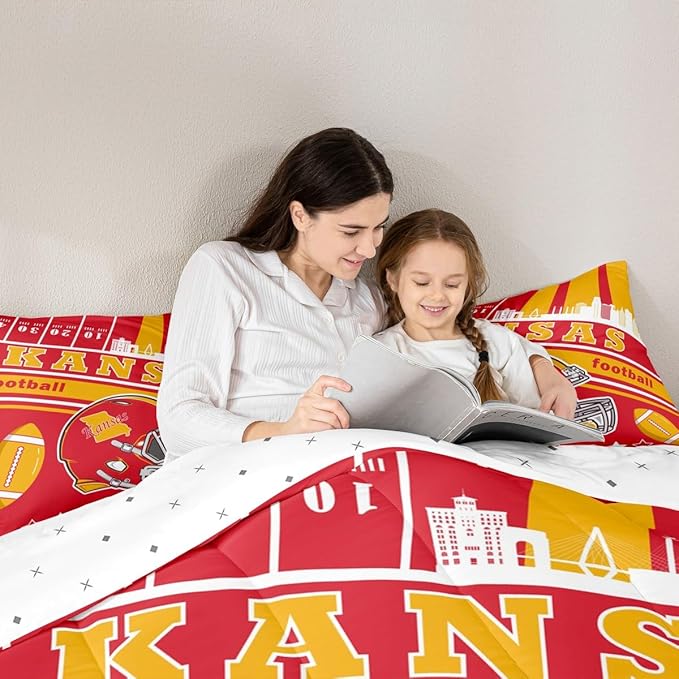 Feelyou Football Bedding Set Full Size Boys Girls Rugby Sports Comforter Set Women Men Football City Duvet Quilt Bedroom Decor