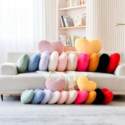 Lavender Heart Pillows, Cute Heart Decorative Pillow, Heart Shaped Throw Pillows for Bed, Faux Rabbit Fur Plush Hoom Decor Pillow Cushion for Chair Sofa Living Room (Mini 12.9" x 9.8")