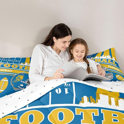 Feelyou Football Bedding Set Twin Size Boys Girls Rugby Sports Comforter Set Sports Themed Women Men Football City Duvet Quilt Bedroom Decor