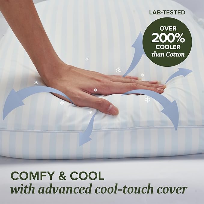 Beckham Hotel Collection Summer Sanctuary King Pillow - Cooling Qmax Adjustable Down Alternative Pillow w/Extra Fill, Ideal for Side Back Stomach Sleepers