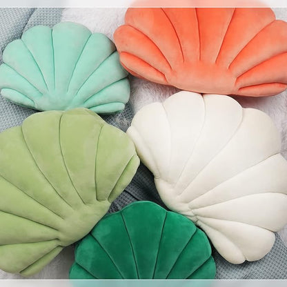 Yi-gog Seashell Pillow Sea Shaped Decorative Princess Throw Pillow 3D Velvet Soft Ocean Cute Throw Pillows for Bed Couch Chair Sofa Room 13.4 X 9.8 inch