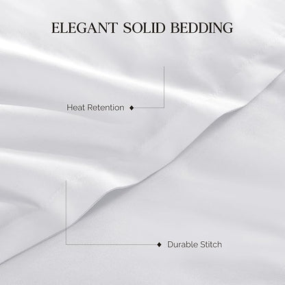 Andency White Full Size Comforter Set, 3 Pieces Boho Solid Reversible Bed Comforter, All Season Lightweight Soft Microfiber Bedding Comforter Set for Girls, Women, Adults