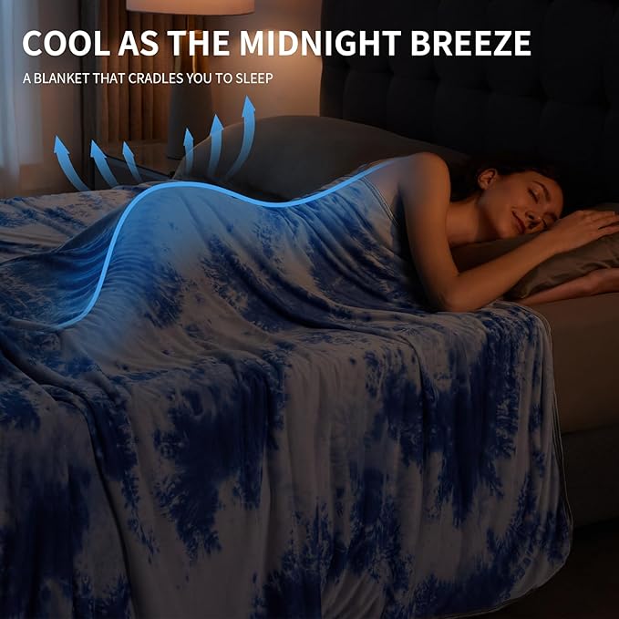 Guohaoi Cooling Throw Blanket for Hot Sleepers,Decortive Tie Dye,Arc-Chill Q-Max >0.5Cool Fiber,100% Oeko-Tex Certified,Lightweight Summer Cool Blanket for Ultra Cold Breathable,Keep Cool,60''x90''