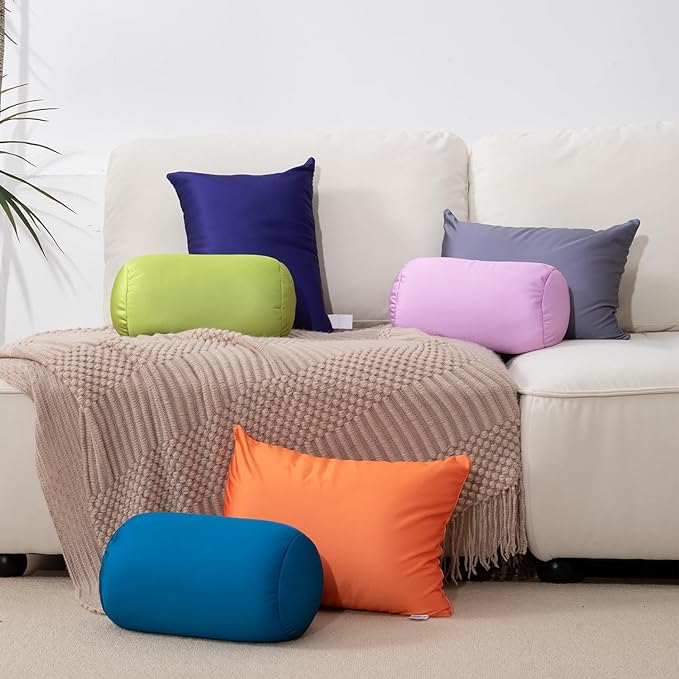 Microbead Throw Pillow Bedding Neck Pillows with Removable Cover, 16" x 12" Bed and Couch Decorative Pillow for Home Sofa Bedroom Fun Colors Support. Silky, Comfortable (Chocolate)