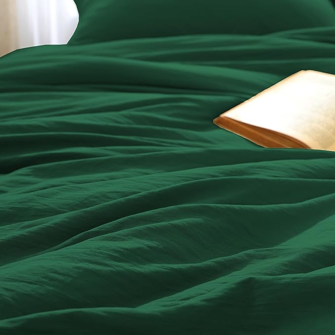 WRENSONGE Full Size Comforter Sets - 3 Pieces Emerald Green Comforter Prewashed Soft Lightweight for All Seasons, Fluffy Down Alternative Comforter Full Size with 2 Pillow Shams