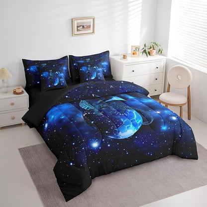Feelyou Dragon Comforter Set King Size 7 Pcs Galaxy Space Universe Comforter Bed in a Bag Jungle Animals Dragon Bedding Set for Boys Girls Dragon Lover Bed Set with Sheets, Pillowcases, Pillow Covers