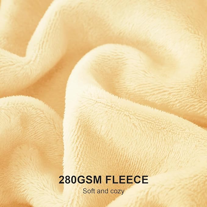 Hansleep Fleece Cream Yellow Twin Blanket, Super Soft Flannel Fuzzy Plush Cozy Blanket for All Seasons, Cream Yellow, Twin 60x80 Inches