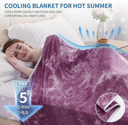 Guohaoi Cooling Blanket for HotSleepers - Arc-Chill Q-Max >0.5 Cool Fiber, 100% Oeko-Tex Certified, Summer Lightweight Throw Blanket, Absorbs Heat to Keep Body Cool for Night Sweats(50x70 Purple)