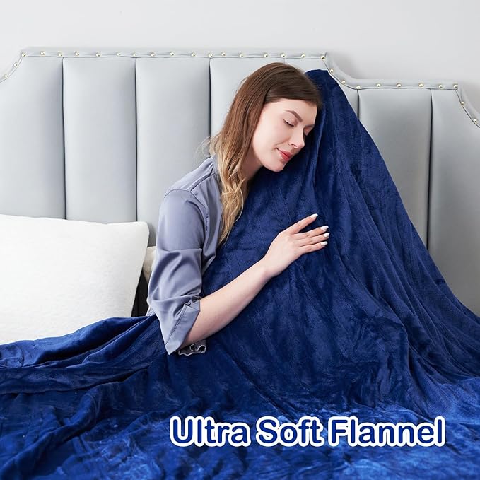 Electric Heated Blanket Twin Size 62"x84", Fast Heating Throw, Soft Plush Microplush for Bed & Couch, 1-10Hs Auto Off & 6 Heating Levels, Machine Washable, Gifts for Family-Navy Blue