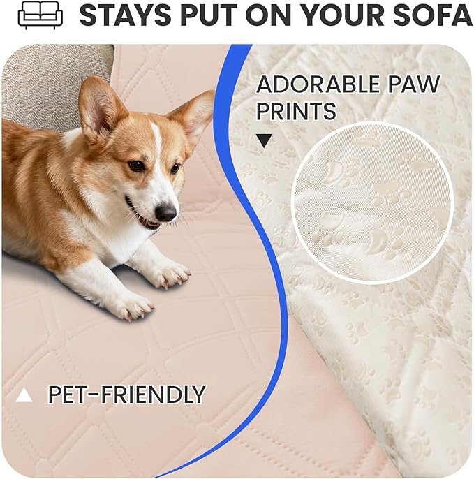 Waterproof Couch Covers for Pets, Waterproof Dog Bed Cover, Anti-Slip Soft Dog Blankets, Couch Cover for Dogs Washable, Pet Blanket for Puppy Large Dogs Cat (82x120 Inch, Beige)