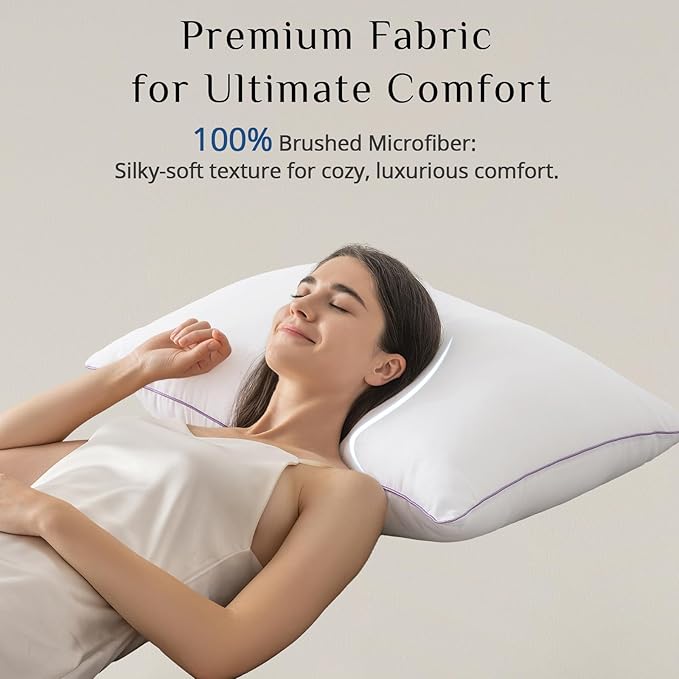 JOLLYVOGUE Pillows Queen Size Set of 6, Washable Supportive 6 Pack Bed Pillows with Super Soft Down Alternative Fill, Luxury Fluffy Hotel Quality for Side, Back, and Stomach Sleepers