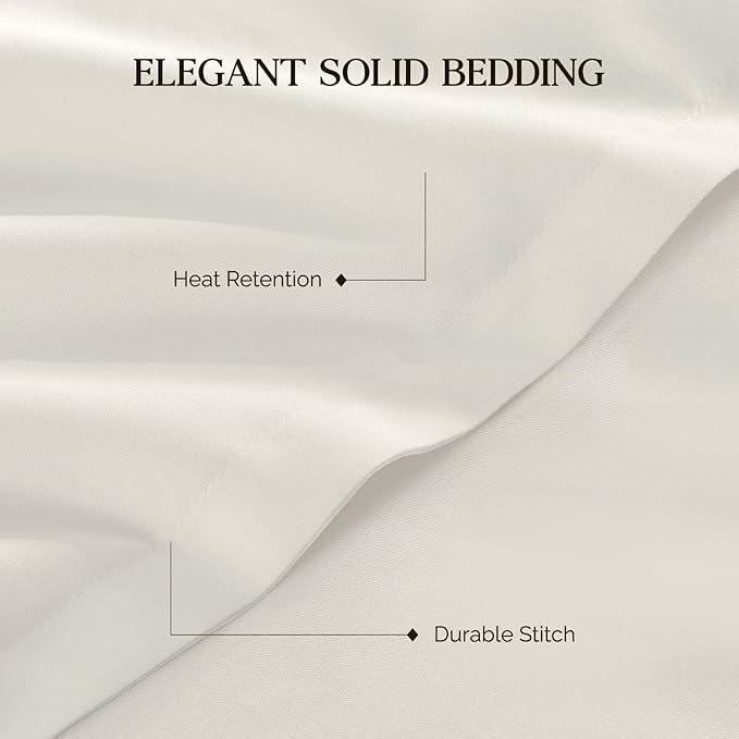 Andency Ivory Full Size Comforter Set, 3 Pieces Cream Boho Solid Reversible Bed Comforter, All Season Lightweight Soft Microfiber Bedding Comforter Set for Girls, Women, Adults