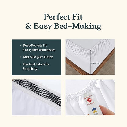 California Design Den 2-Pack Percale Sheets King Size Set - 100% Organic Cotton, Deep Pocket King Sheets Sets, Crisp, Breathable and Lightweight Bedding - White