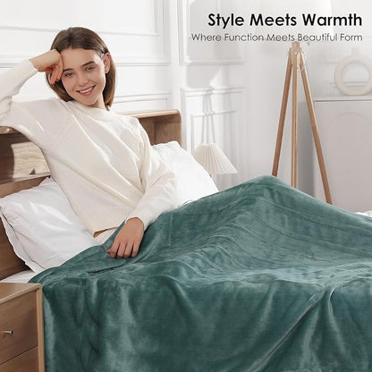 Heated Blanket Queen Size Electric Blanket 84''X90'', Ultra Soft Silky Flannel with 5 Heat Levels & 10 Hrs Timer, ETL Certified & Overheat Protection, Best Gifts for Grandma (Hunter Green)