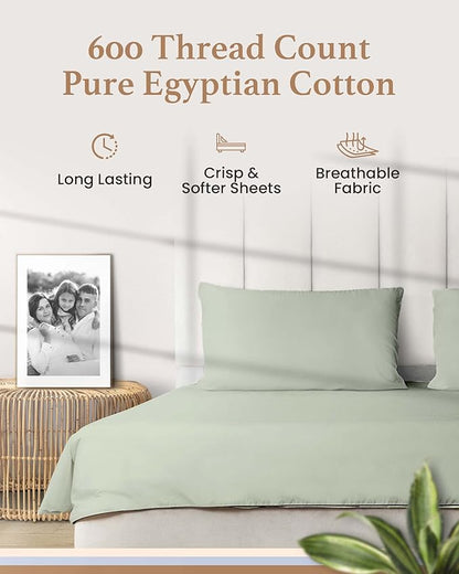 Good Sleep Bedding 600 TC Luxurious Sage RV Sheets - 72 x 75, 100% Egyptian Cotton, 4 Piece Set, Ultra Soft Camping Sheets with 16" Deep Pockets