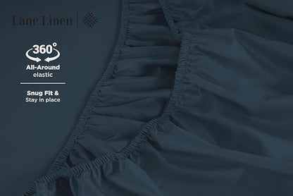 LANE LINEN Full Size Bed Sheets Set - 600 Thread Count Full Sheet Set - 100% Cotton Sheets Full Size Bed Set, Soft Cotton Bed Sheet Set, Sateen Weave Hotel Sheets, Luxury Full Sheet Set - Estate Blue