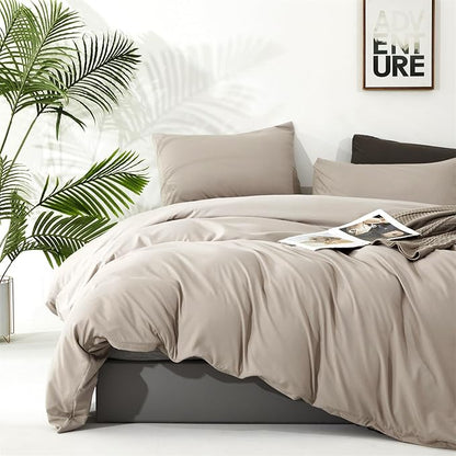 Cottonight Beige Khaki Comforter Set Twin Light Khaki Bedding Comforter Set Light Champagne Solid Blanket Quilts Modern Soft Breathable Light Cream Taupe 3 Piece Bedding Set for Twin Bed