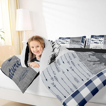 Erosebridal Western Horse Bedding Set King, Southwestern Horseshoe Comforter Set for Boys Teens Adult Bedroom Decor, Vintage Riding Boots Quilt Rustic Adventure Duvet Insert with 2 Pillow Cases