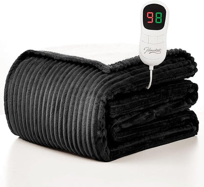 Homemate Electric Heated Blanket Full Size - 72"x84" Heating Blanket Full Size 1/2/4/6/8 Hours Auto-Off 10 Heat Level Over-Heat Protection Soft Flannel Sherpa ETL Certification