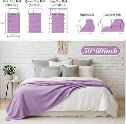Kinlop Fleece Blanket Bulk 60 x 50 Inch Soft Lightweight Fleece Cozy Blanket Warm Throw Plush Pet Throw for Bed Couch Sofa Home Office Wedding Gifts Travel Camping(Purple)