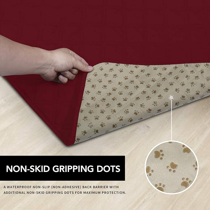 Easy-Going 100% Waterproof Dog Bed Cover, Non-Slip Pet Blanket for Furniture, Washable Couch Cover, Repleasement Sofa Cover (96X82 in,Christmas Red)