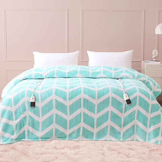 VENTIMI Electric Blanket Queen Size, 84" x 90" Heated Blanket with 9 Heat Levels & 2-4-8-10 Hours Auto Off, Fast Heating Blanket with ETL & FCC Certification, Green