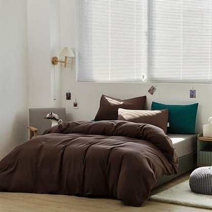 Pureant Brown Comforter Sets Twin Solid Mocha Coffee Bedding Comforters Cotton Men Plain Dark Brown Quilts Adults Chocolate Brownness Blankets Vintage Chestnut Comforters Teens Brown Dorm Bedding Soft