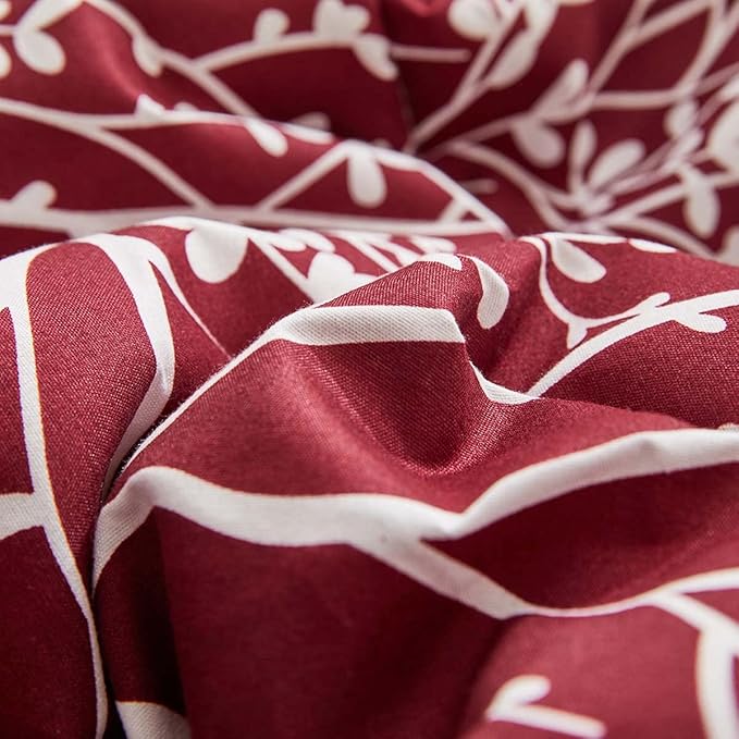 Christmas Bed in a Bag Burgundy Red Comforter Sheet Set 7 Pieces King Size Tree Branch Soft X-max Holiday Bedding Set (1 Comforter 2 Pillow Shams 1 Flat Sheet 1 Fitted Sheet 2 Pillowcases)