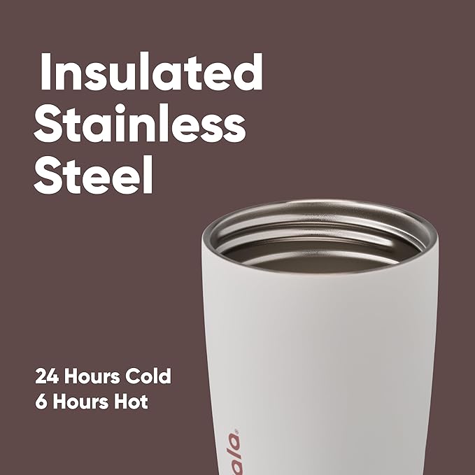 Owala SmoothSip Slider Insulated Stainless Steel Coffee Tumbler, Reusable Iced Coffee Cup, Hot Coffee Travel Mug, BPA Free 20 oz, Vanilla Bean