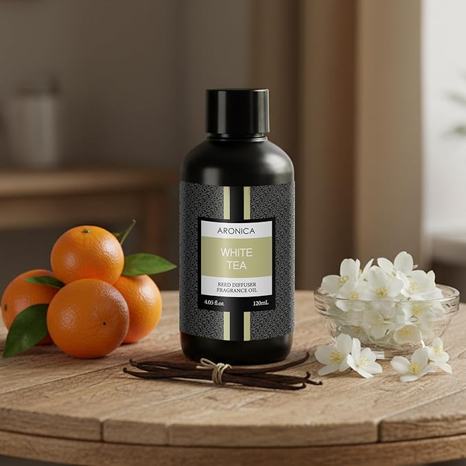 Aronica Diffuser Refill 120ml_White Tea_Floral Gardenia Scent Oil for Home, Hotel Air Essential Oils Scents