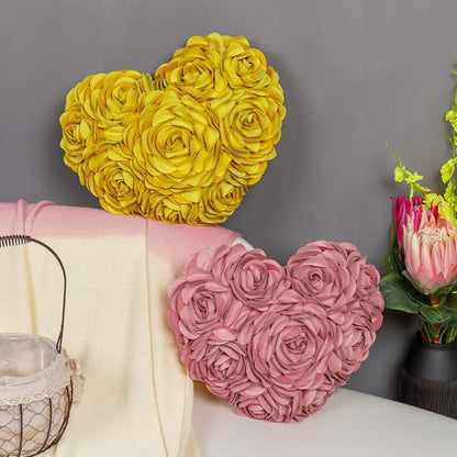 JWH Valentine's Day Throw Pillow Covers Decorative Flower Accent Pillow Cases Heart Shaped Cushion for Couch Living Room Bed Chair 14 x 16 Inches Dusty Pink