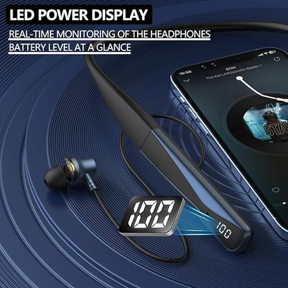Around The Neck Headphones, V6.0 LED Power Display, 35 Hours Playtime, Neck in-Ear Headphones, Neck Wrap Earbuds with Ai Language Voice Control for Phone Music Sports Gym.(A18)