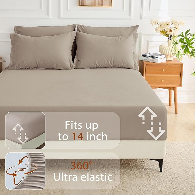 MUXHOMO 7 Pieces Full Comforter Set, Soft Bed in a Bag Full Size, All Season Bedding Set with Comforter, Flat Sheet, Fitted Sheet, Pillowcases & Shams, Linen